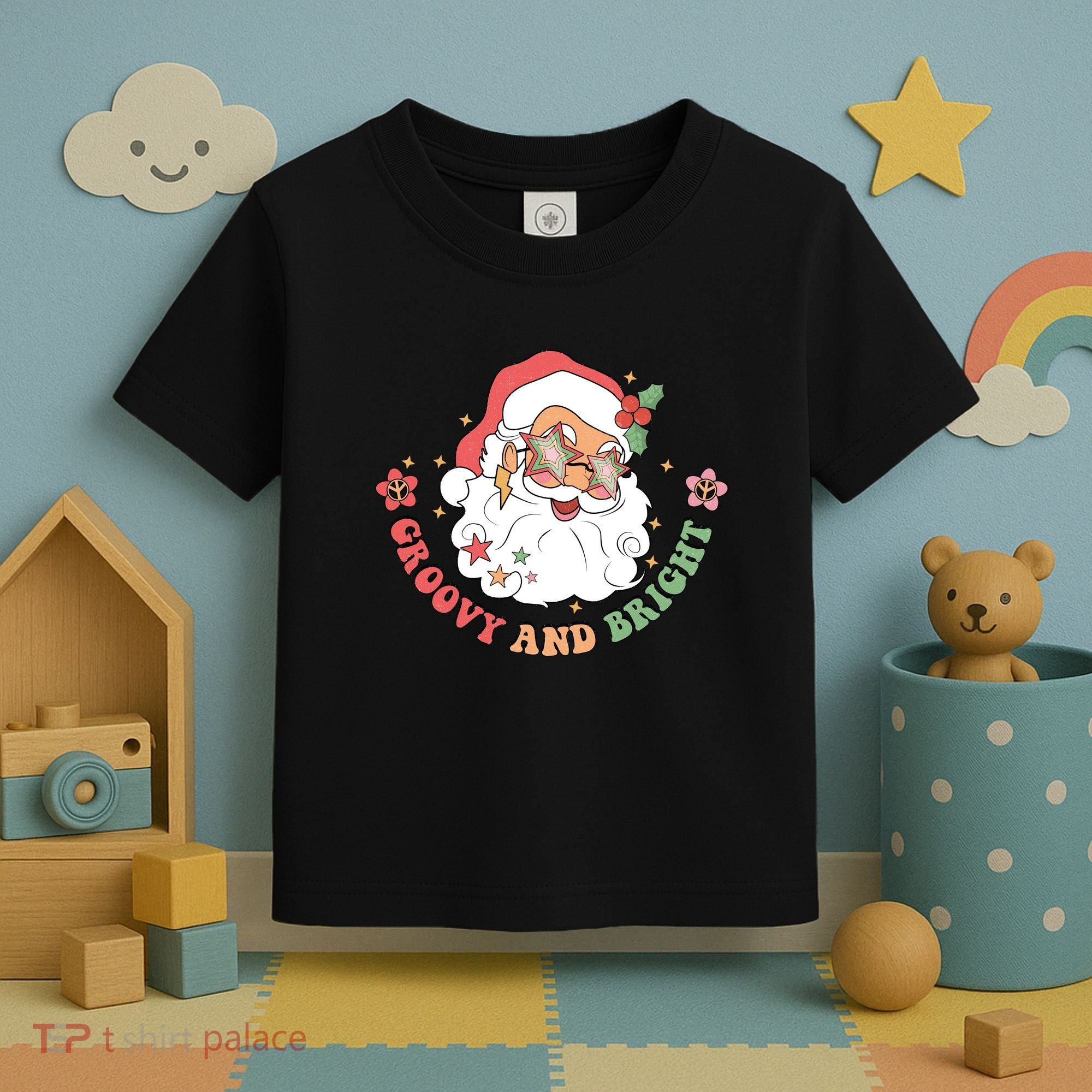 Groovy And Bright Santa Claus Christmas Toddler T-Shirt
