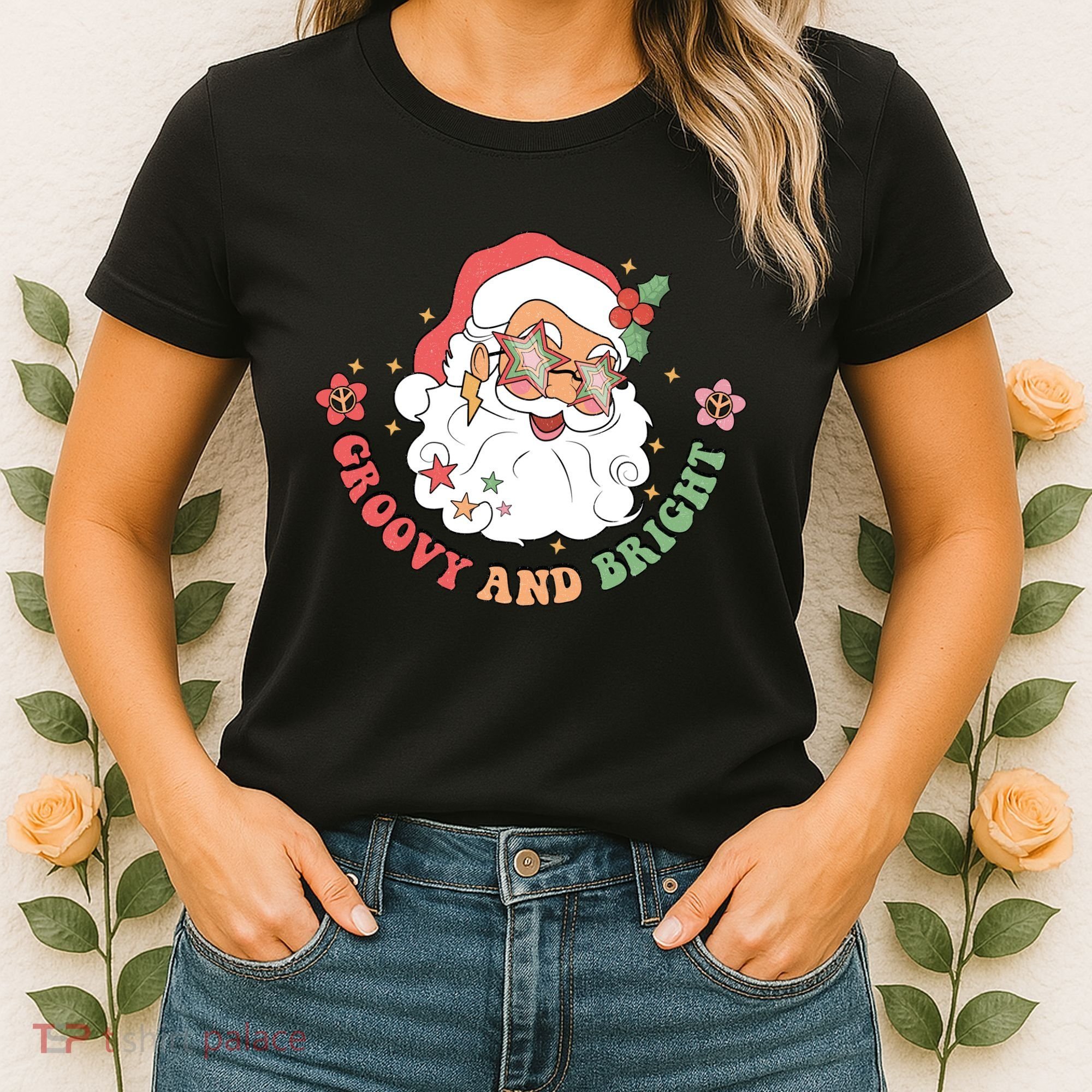 Groovy And Bright Santa Claus Christmas Women's T-Shirt