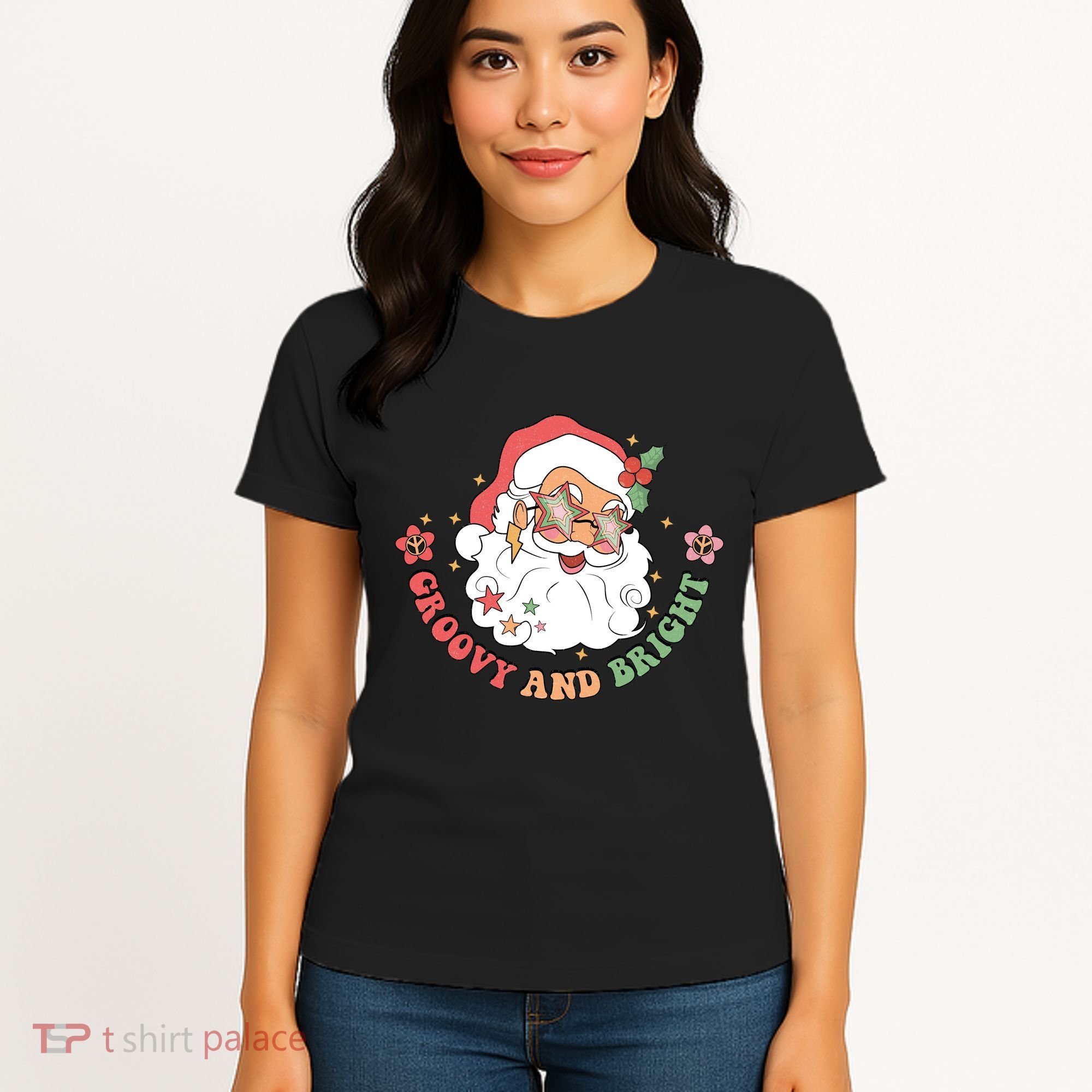 Groovy And Bright Santa Claus Christmas Women's T-Shirt