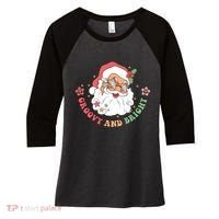 Groovy And Bright Santa Claus Christmas Women's Tri-Blend 3/4-Sleeve Raglan Shirt thumb 0