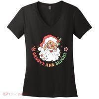 Groovy And Bright Santa Claus Christmas Women's V-Neck T-Shirt thumb 0