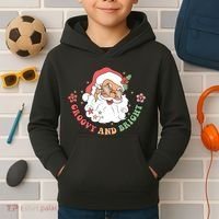 Groovy And Bright Santa Claus Christmas Kids Hoodie thumb 2