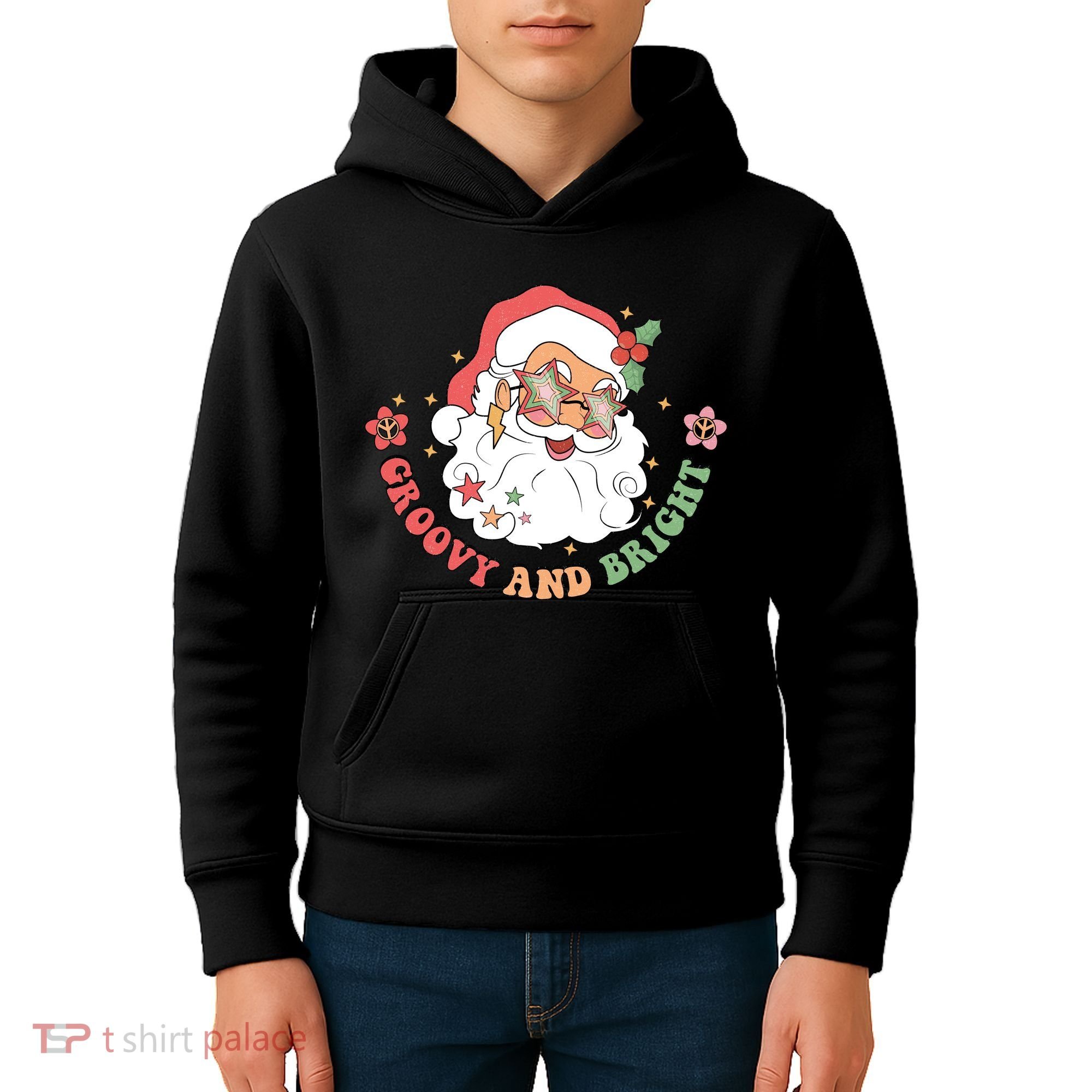 Groovy And Bright Santa Claus Christmas Kids Hoodie