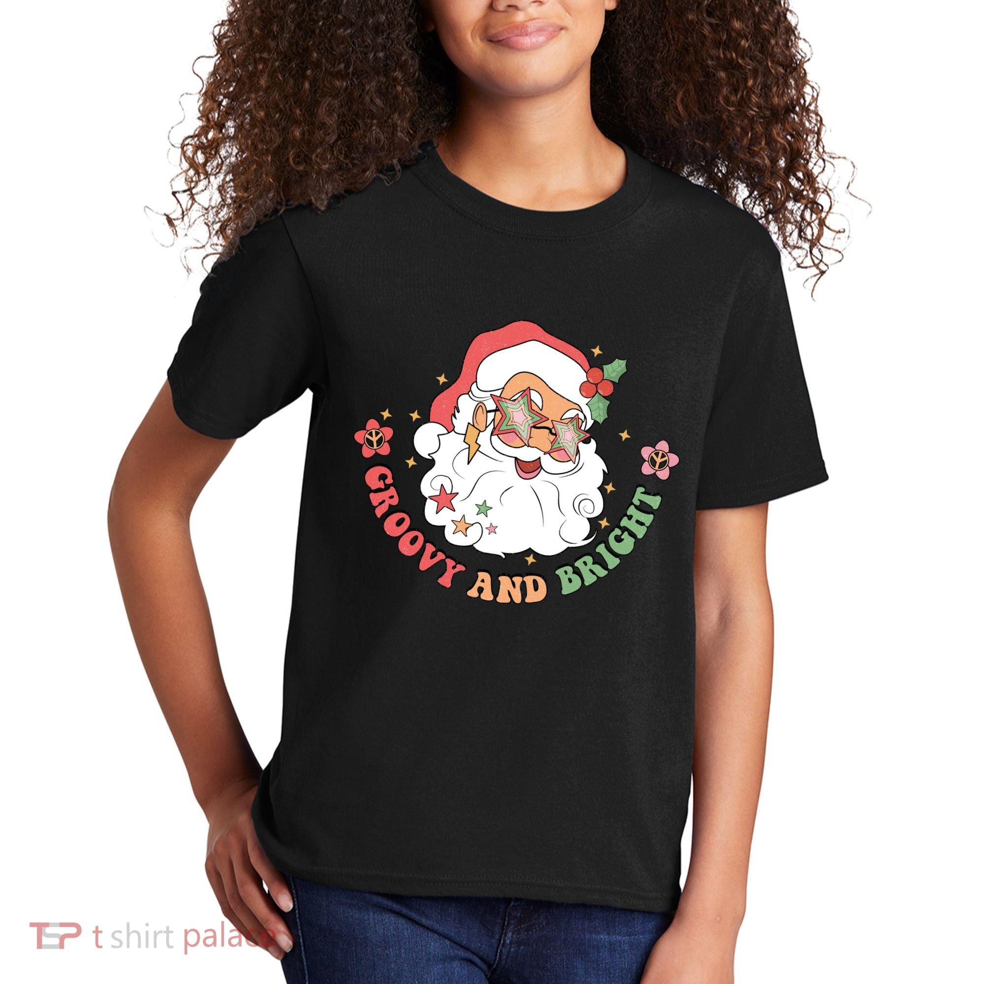 Groovy And Bright Santa Claus Christmas Kids T-Shirt