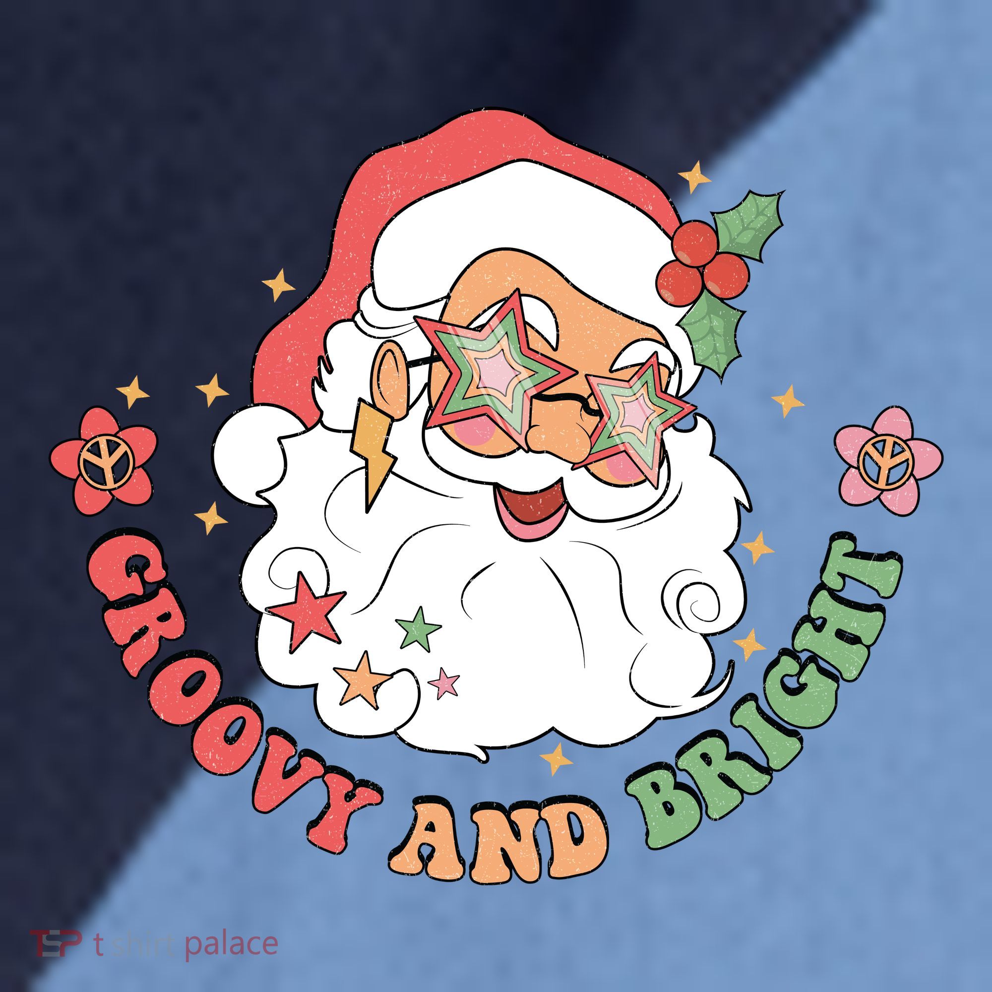Groovy And Bright Santa Claus Christmas Raglan Baseball Sleeve Shirt