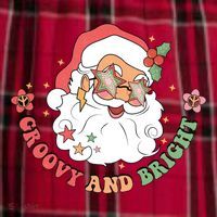 Groovy And Bright Santa Claus Christmas Men's Flannel Plaid Pajama Pants thumb 2