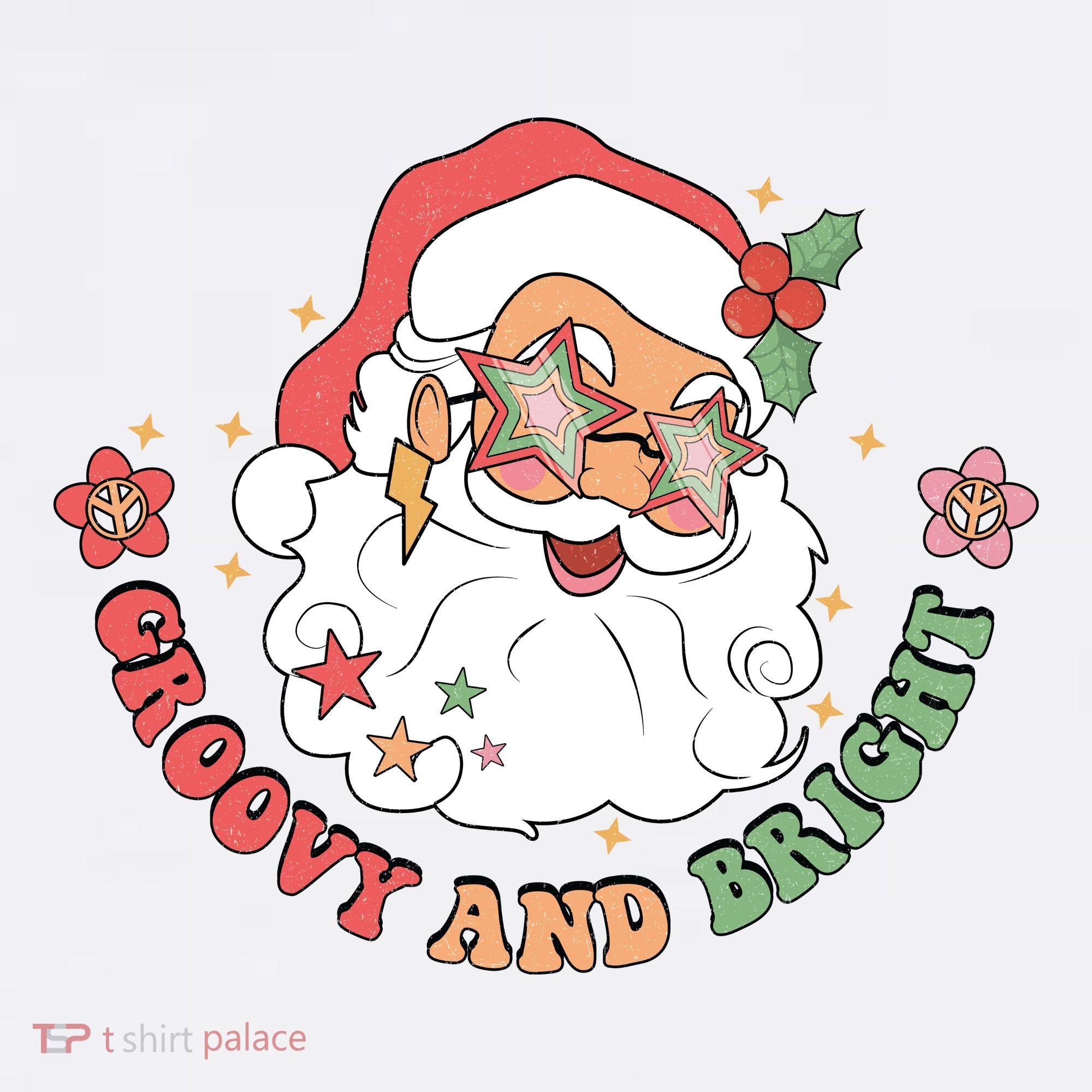 Groovy And Bright Santa Claus Christmas Garment-Dyed Sweatshirt