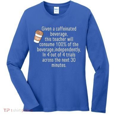 Given A Caffeinated Beverage This Teacher Will Consume Women's Long Sleeve Shirt