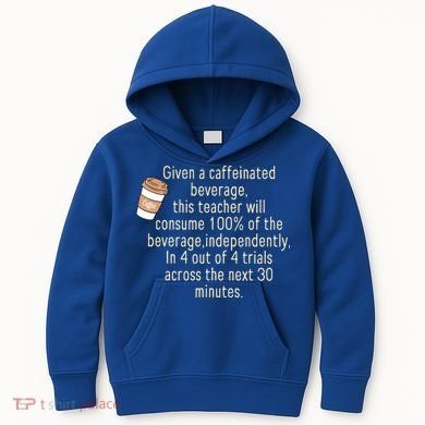 Given A Caffeinated Beverage This Teacher Will Consume Kids Hoodie