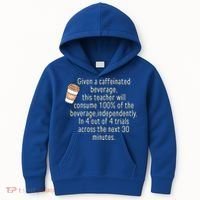 Given A Caffeinated Beverage This Teacher Will Consume Kids Hoodie thumb 0
