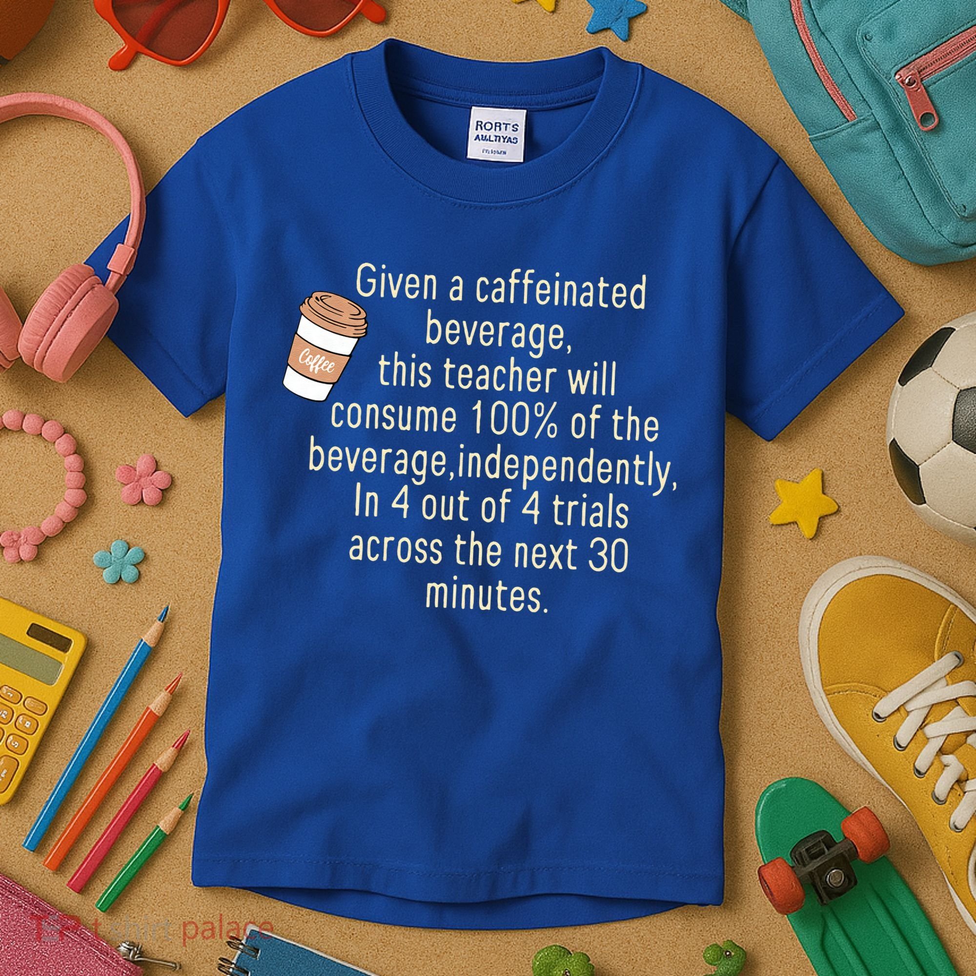 Given A Caffeinated Beverage This Teacher Will Consume Kids T-Shirt