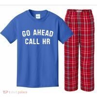 Go Ahead Call Hr! Joking Fun Hr Kids Plaid Pajama Set thumb 0