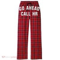 Go Ahead Call Hr! Joking Fun Hr Women's Flannel Plaid Pajama Pants thumb 0