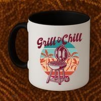Grill And Chill Vacation Retro Sunset Coffee Mug thumb 2