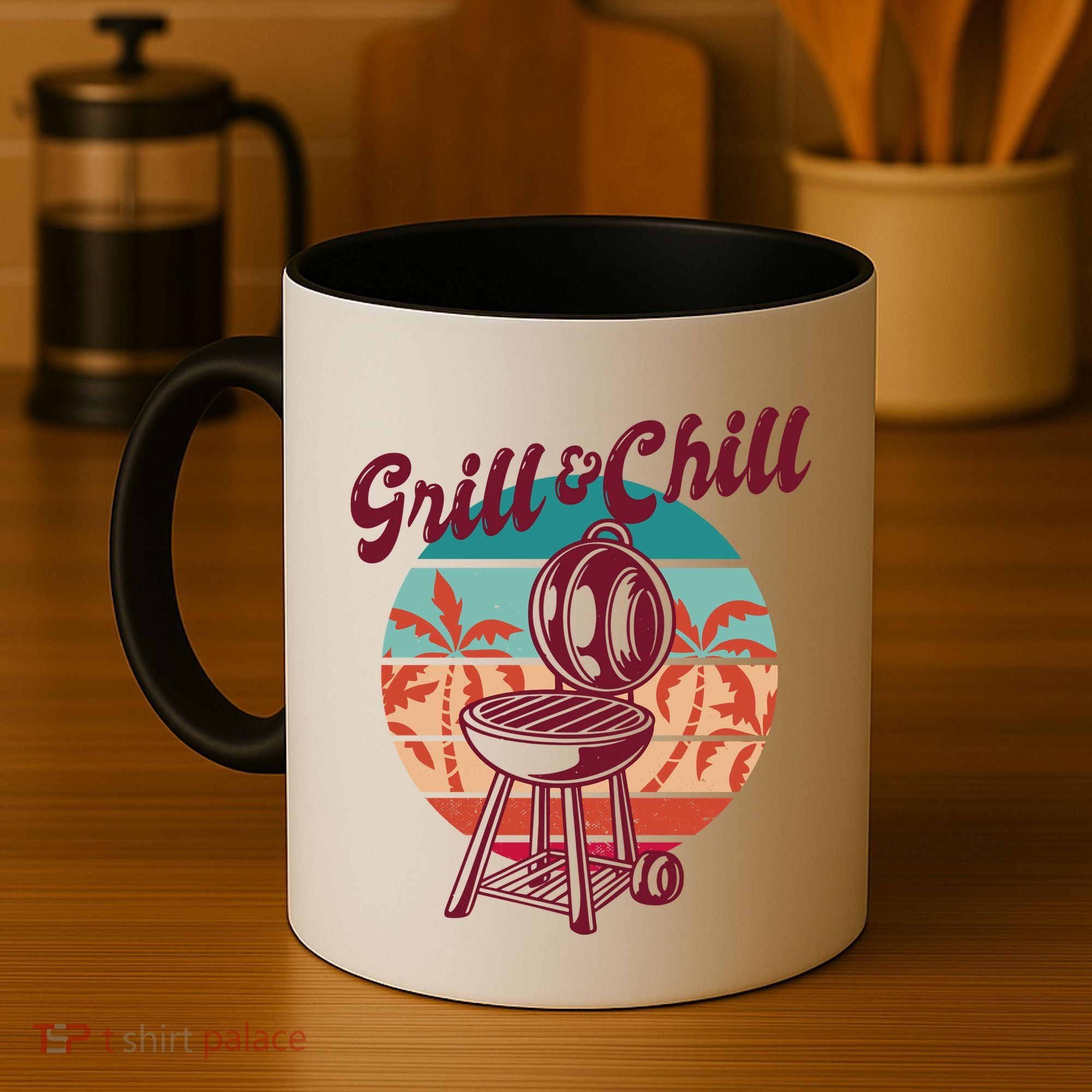 Grill And Chill Vacation Retro Sunset Coffee Mug