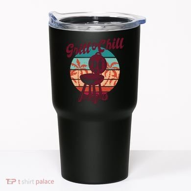 Grill And Chill Vacation Retro Sunset Tumbler