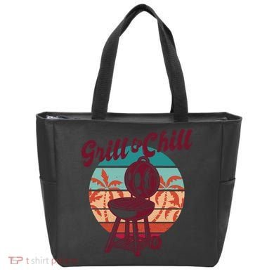 Grill And Chill Vacation Retro Sunset Tote Bag