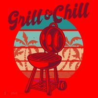Grill And Chill Vacation Retro Sunset Santa Hat thumb 1