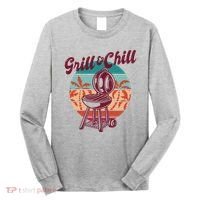 Grill And Chill Vacation Retro Sunset Long Sleeve Shirt thumb 0
