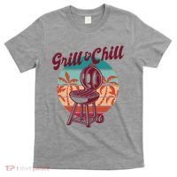 Grill And Chill Vacation Retro Sunset T-Shirt thumb 0