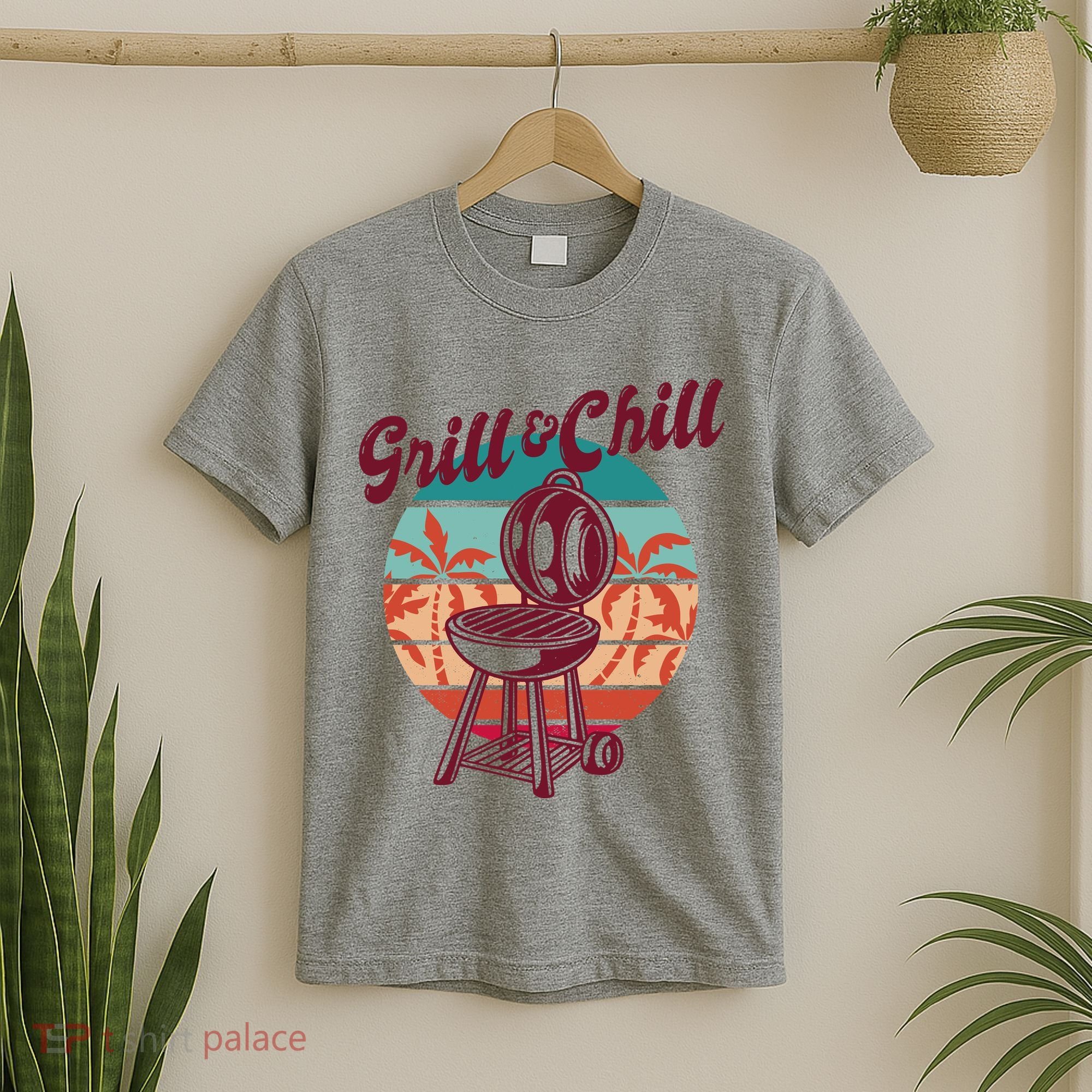 Grill And Chill Vacation Retro Sunset T-Shirt