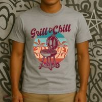 Grill And Chill Vacation Retro Sunset T-Shirt thumb 3