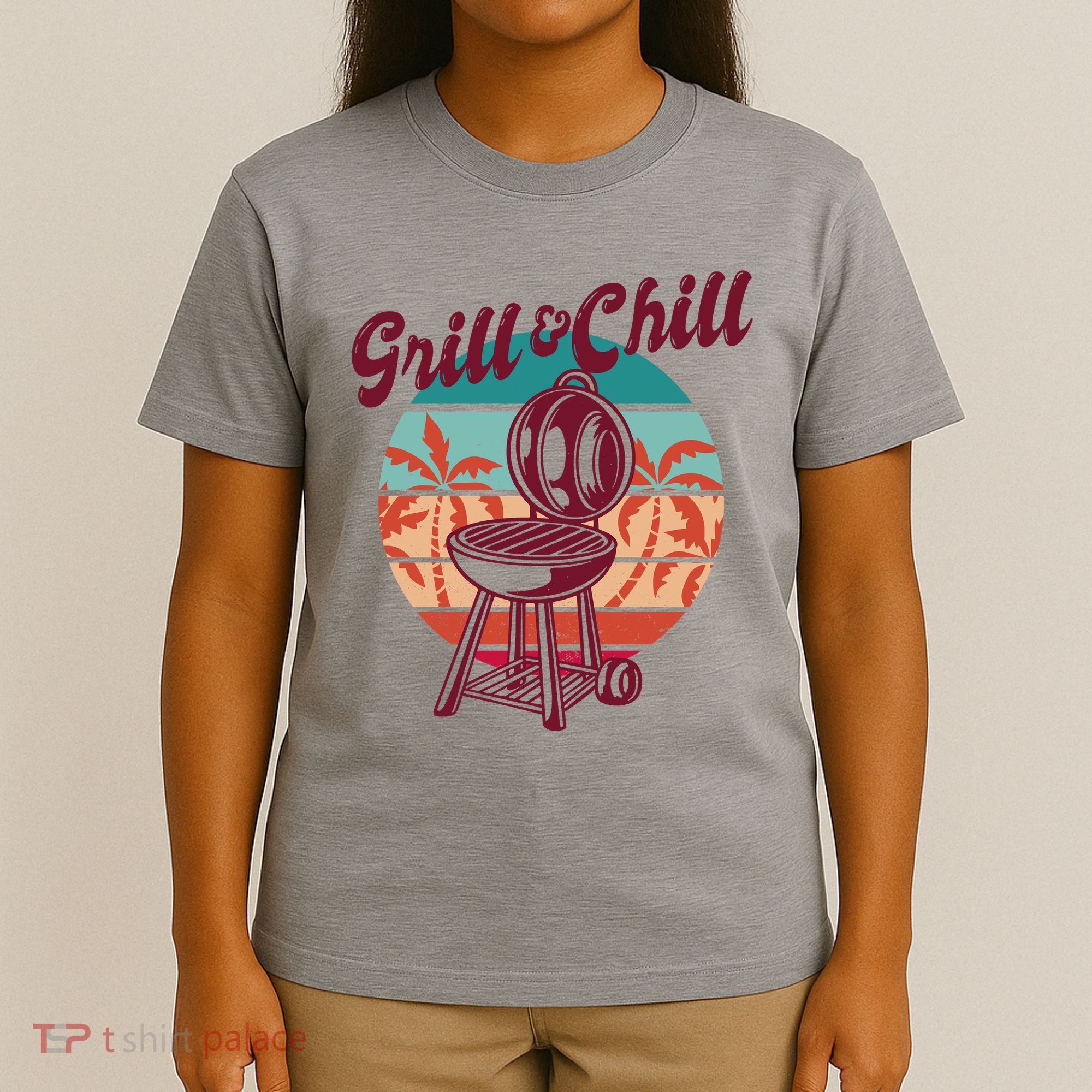 Grill And Chill Vacation Retro Sunset T-Shirt