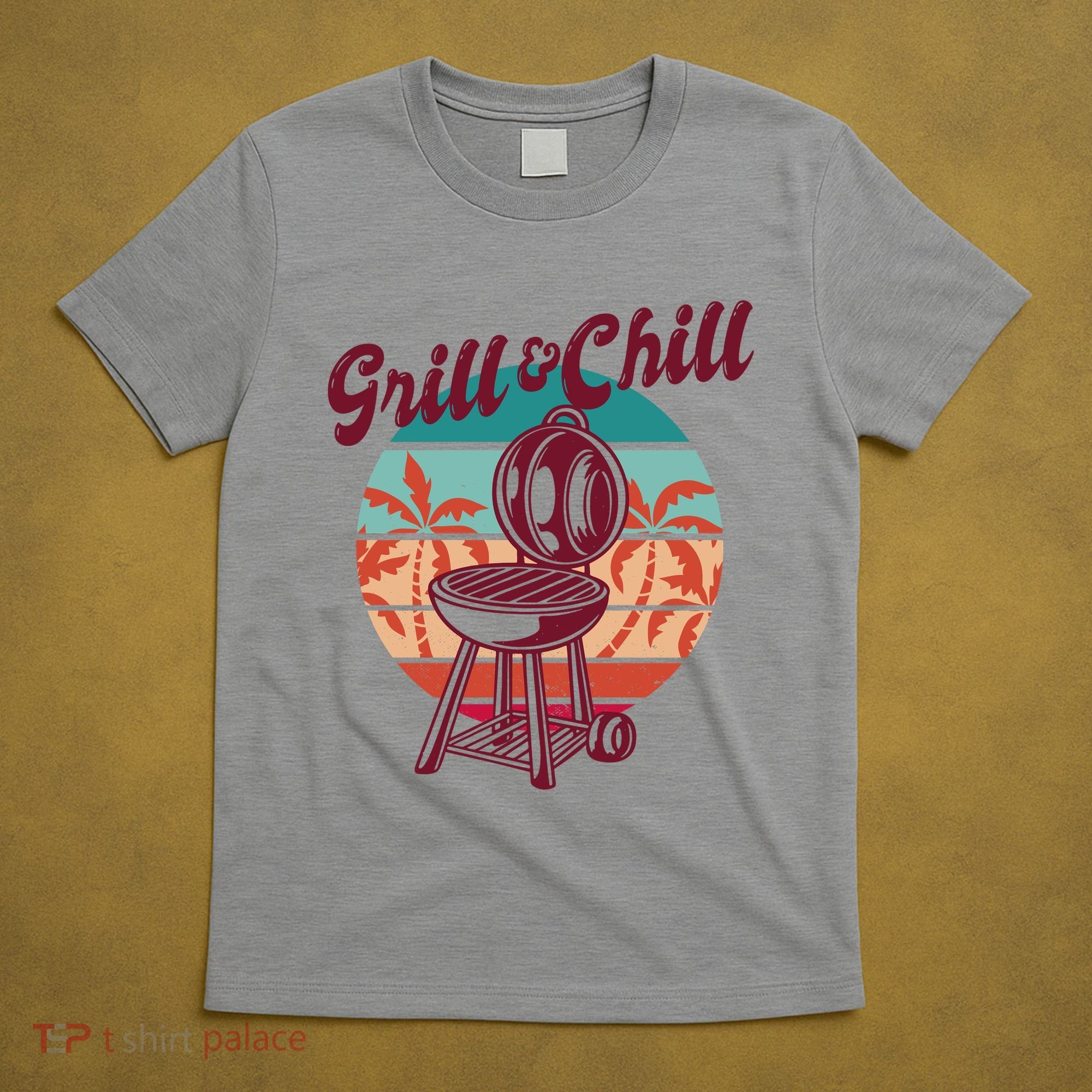 Grill And Chill Vacation Retro Sunset T-Shirt