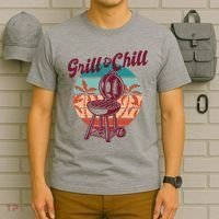 Grill And Chill Vacation Retro Sunset T-Shirt thumb 6