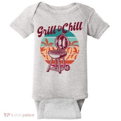 Grill And Chill Vacation Retro Sunset Baby Bodysuit