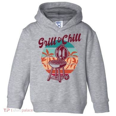 Grill And Chill Vacation Retro Sunset Toddler Hoodie