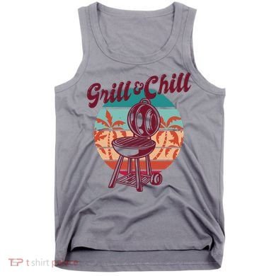 Grill And Chill Vacation Retro Sunset Tank Top