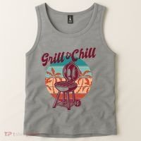 Grill And Chill Vacation Retro Sunset Tank Top thumb 2