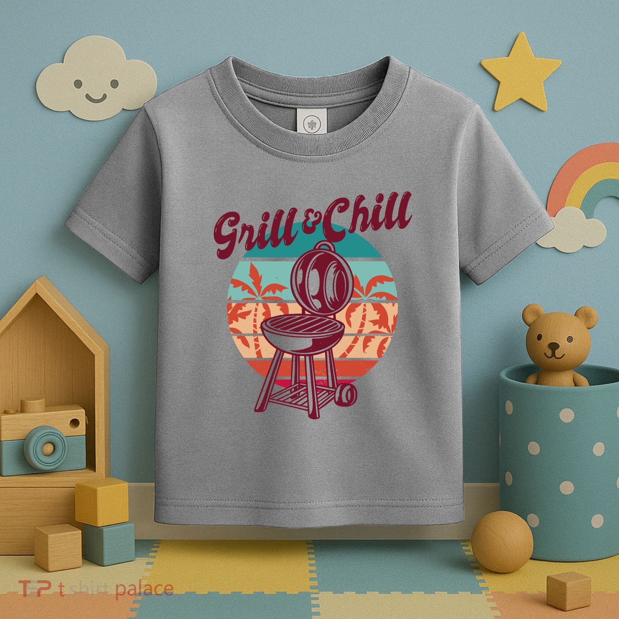 Grill And Chill Vacation Retro Sunset Toddler T-Shirt