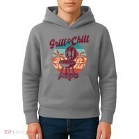 Grill And Chill Vacation Retro Sunset Kids Hoodie thumb 4