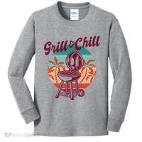 Grill And Chill Vacation Retro Sunset Kids Long Sleeve Shirt thumb 0
