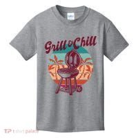 Grill And Chill Vacation Retro Sunset Kids T-Shirt thumb 0