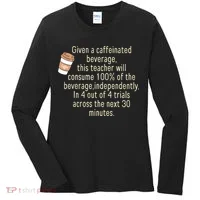 Given A Caffeinated Beverage This Teacher Will Consume Women's Long Sleeve Shirt thumb 0
