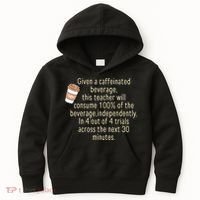 Given A Caffeinated Beverage This Teacher Will Consume Kids Hoodie thumb 0