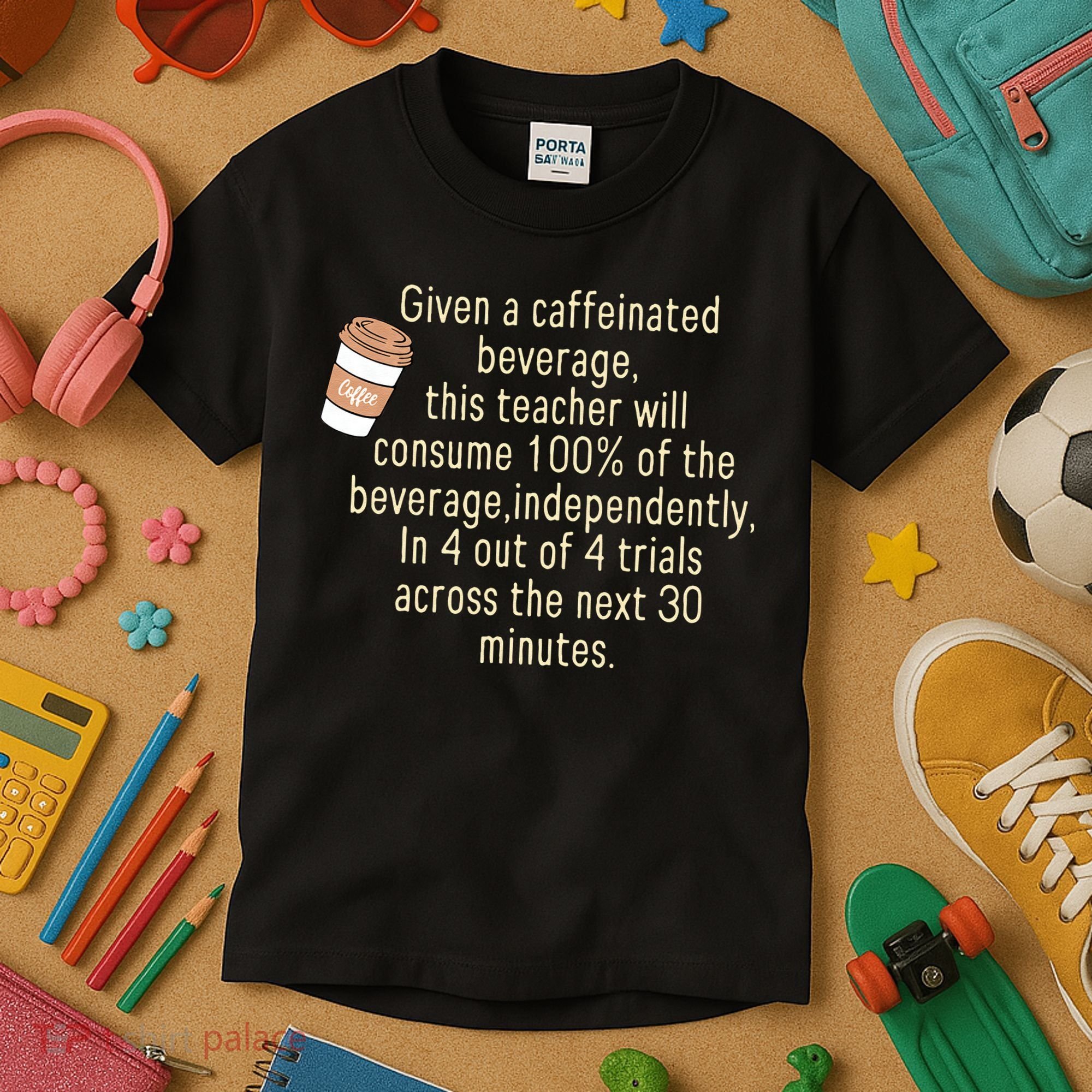 Given A Caffeinated Beverage This Teacher Will Consume Kids T-Shirt