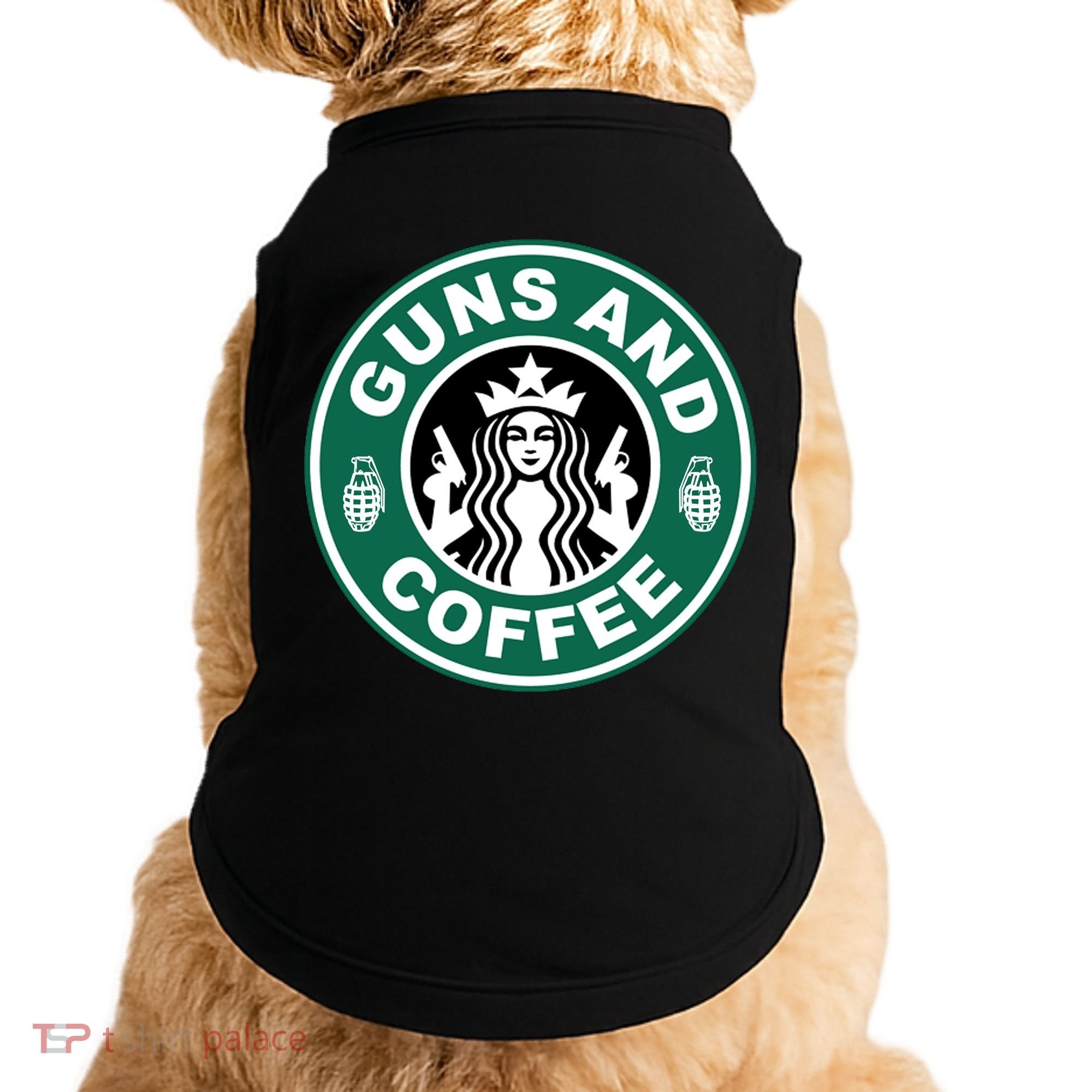 Guns And Coffee Parody Doggie Tank