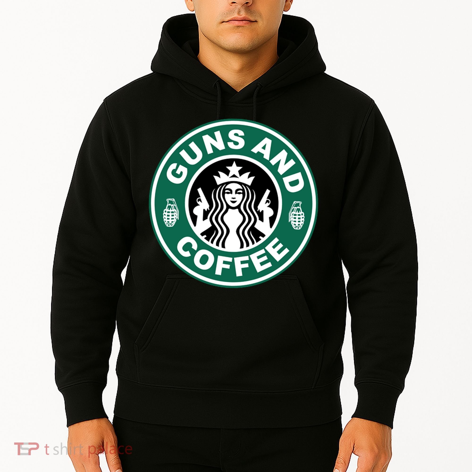 Guns And Coffee Parody Hoodie