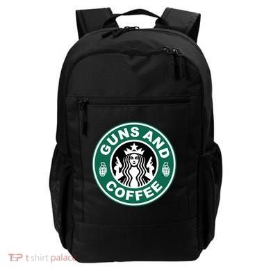 Guns And Coffee Parody Backpack