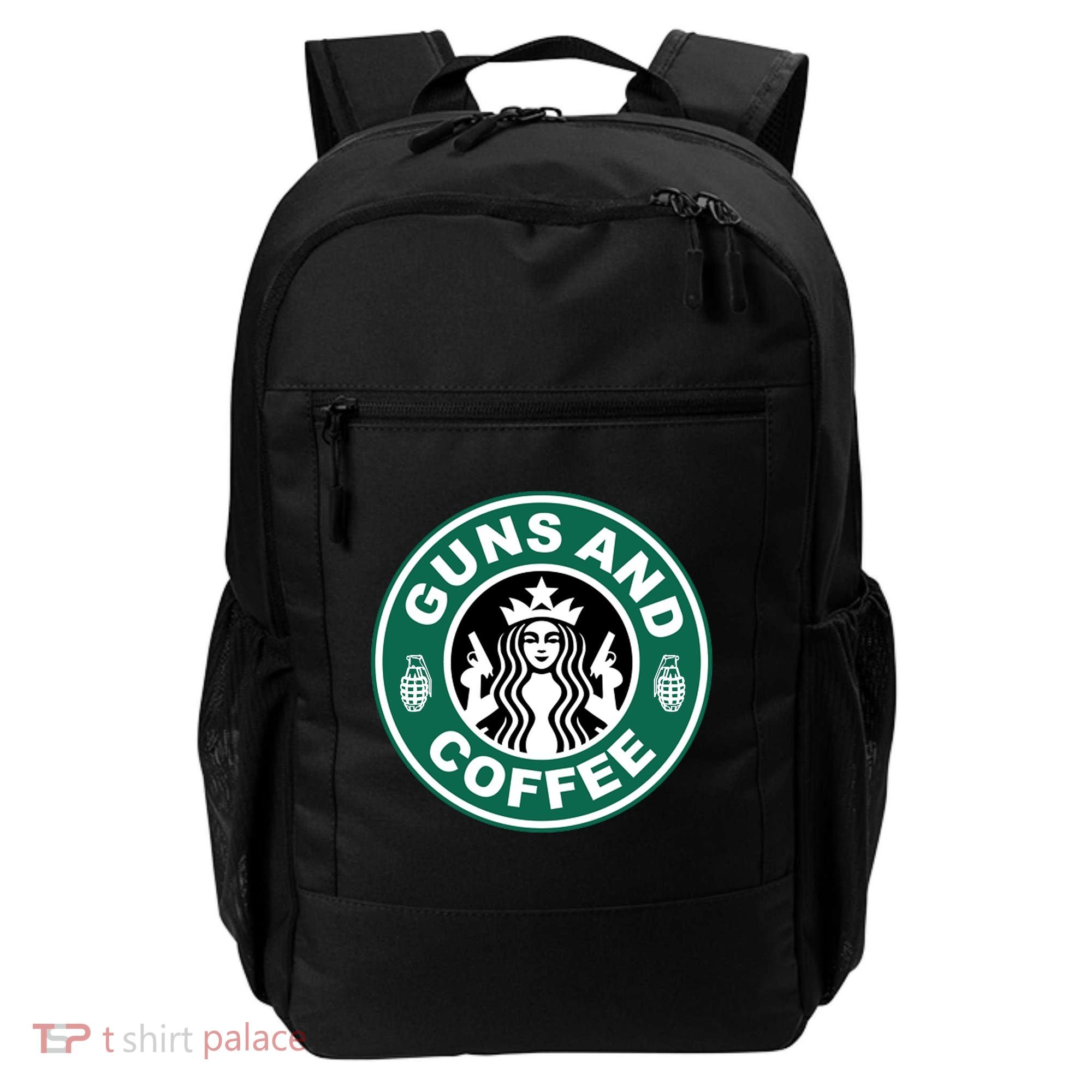Guns And Coffee Parody Backpack