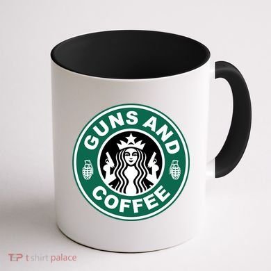 Guns And Coffee Parody Coffee Mug back