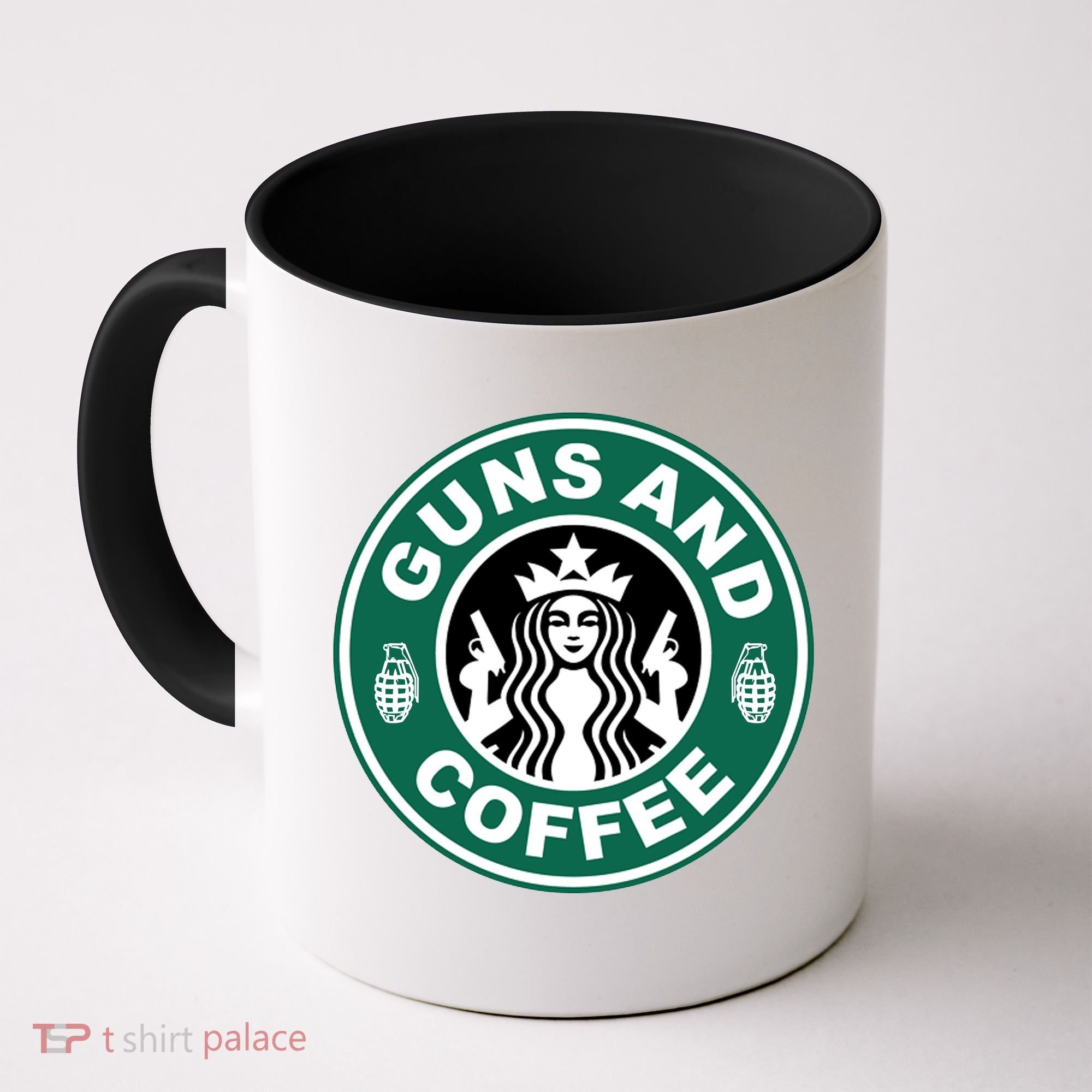 Guns And Coffee Parody Coffee Mug