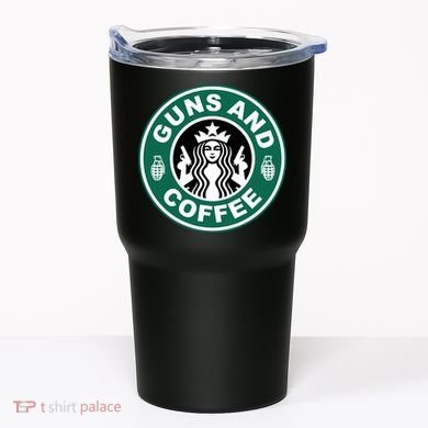 Guns And Coffee Parody Tumbler