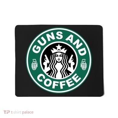 Guns And Coffee Parody Mousepad
