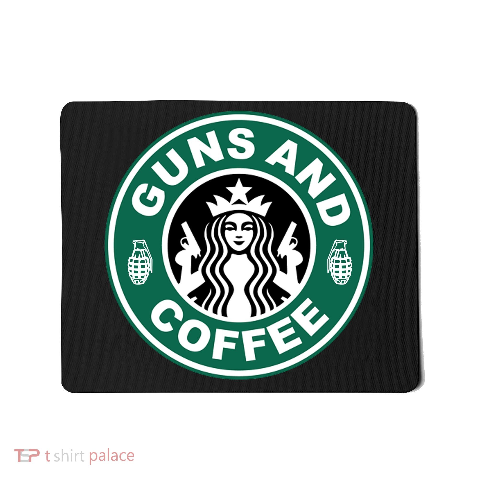 Guns And Coffee Parody Mousepad