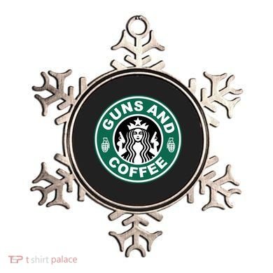 Guns And Coffee Parody Ornament